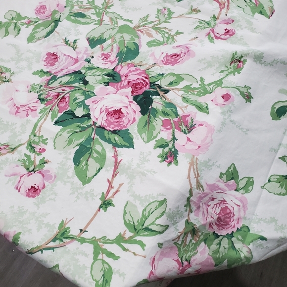 Shabby Chic Spring Summer Cabbage Roses Flowers Cotton Tablecloth 54x112" Oblong - Picture 4 of 15